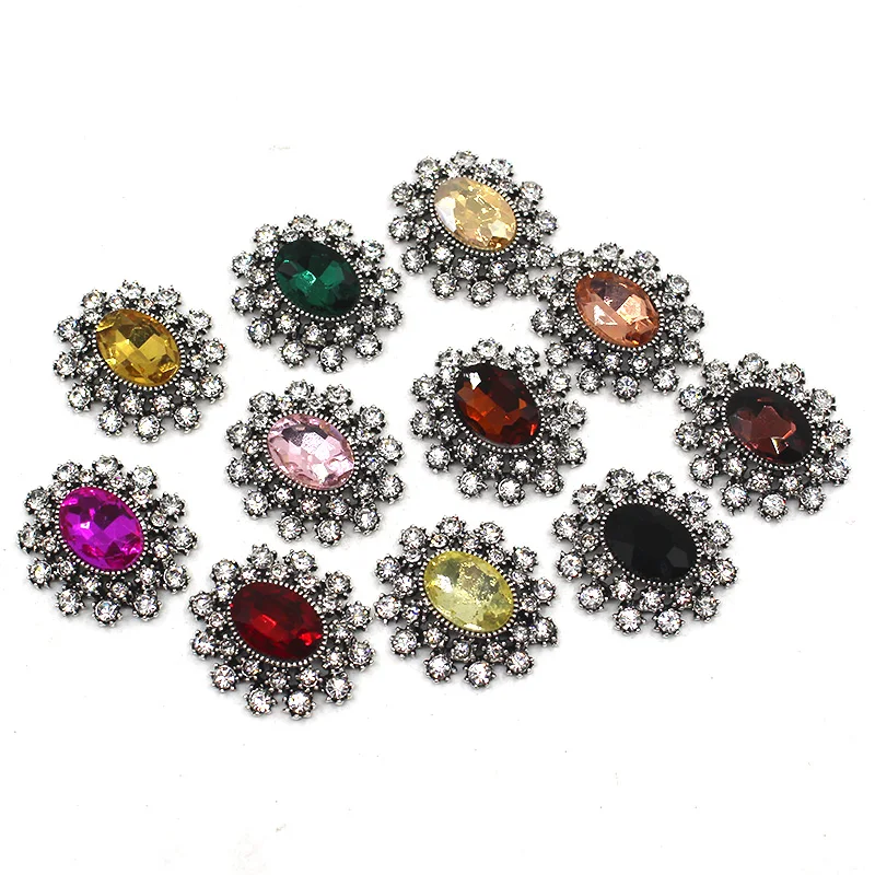 

Gorgeous Glass Button 10Pcs/Lot 26*29mm Retro Rhinestone Buttons for Sewing Gorgeous Party Jewelry Wedding Holiday Wine Bottle