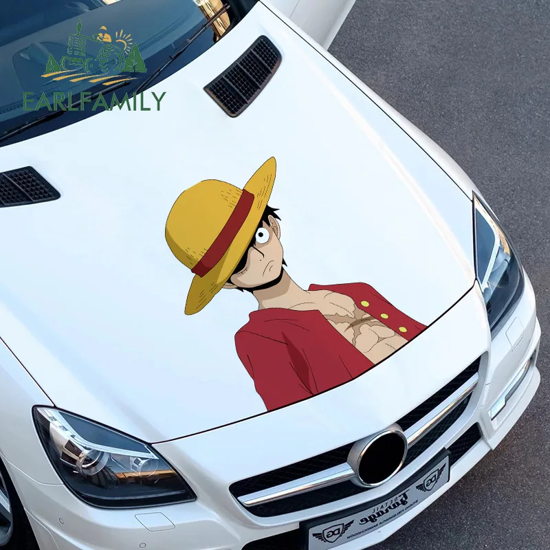 

EARLFAMILY 43cm x 38cm For ONE PIECE Luffy Car Stickers Car Assessoires Sticker Waterproof Decal Scratch-Proof Decoration