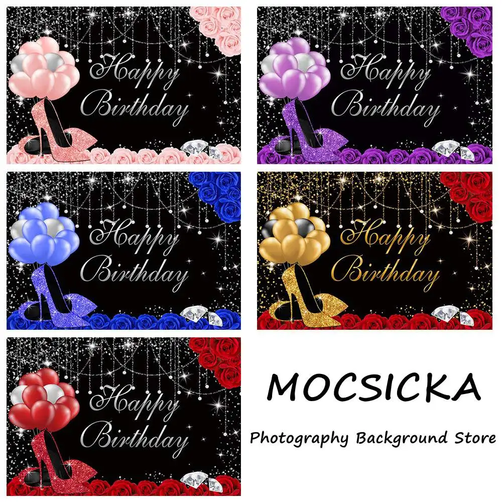 

Mocsicka женский фон для фотосъемки на день рождения Декор Блестящий Сказочный фон для фотосъемки на день рождения на высоком каблуке воздушны...