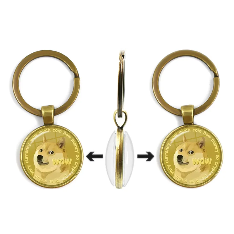 

Забавный серебристый бронзовый брелок Dogecoin, памятные монеты, модель Wow Dog, брелок-сувенир, подарок