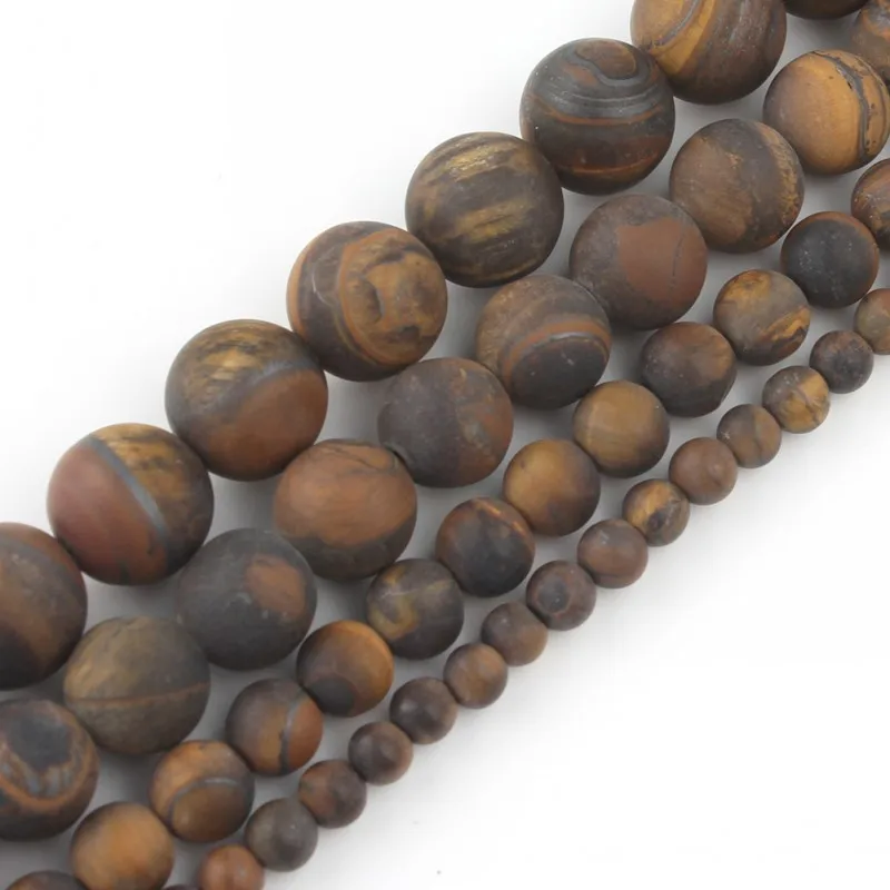 

natural round stone beads 15inches dull polish matte yellow tiger eye stone beads for jewelry making 4/6/810mm free shipping
