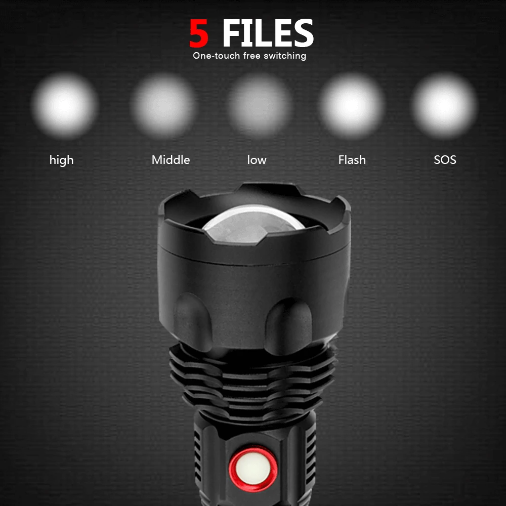 Супер яркий 4 ядерный P50 светодиодный фонарик высокой плотности из алюминиевого