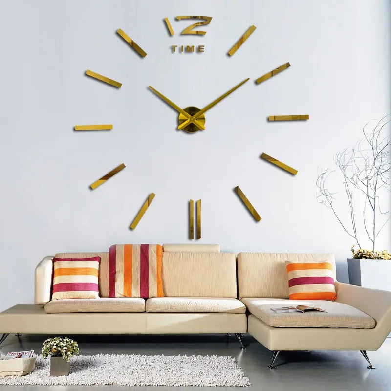 

Creative Home Clock Large DIY Mirror Sticker Clock Personality 3D Three-dimensional Acrylic Mirror EVA Wall Sticker Wall Clock