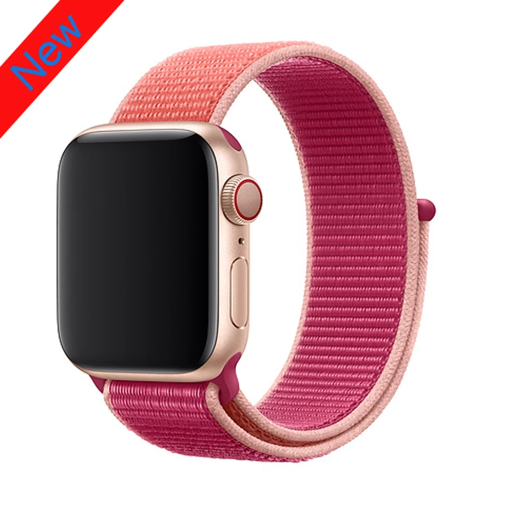 Pomegranate Нейлоновый ремешок для Apple Watch band 42 мм 38 мм iWatch 4 band 44 мм 40 мм Браслет спортивная петля ремешок для часов correa ремень дышащий - Цвет ремешка: Pomegranate