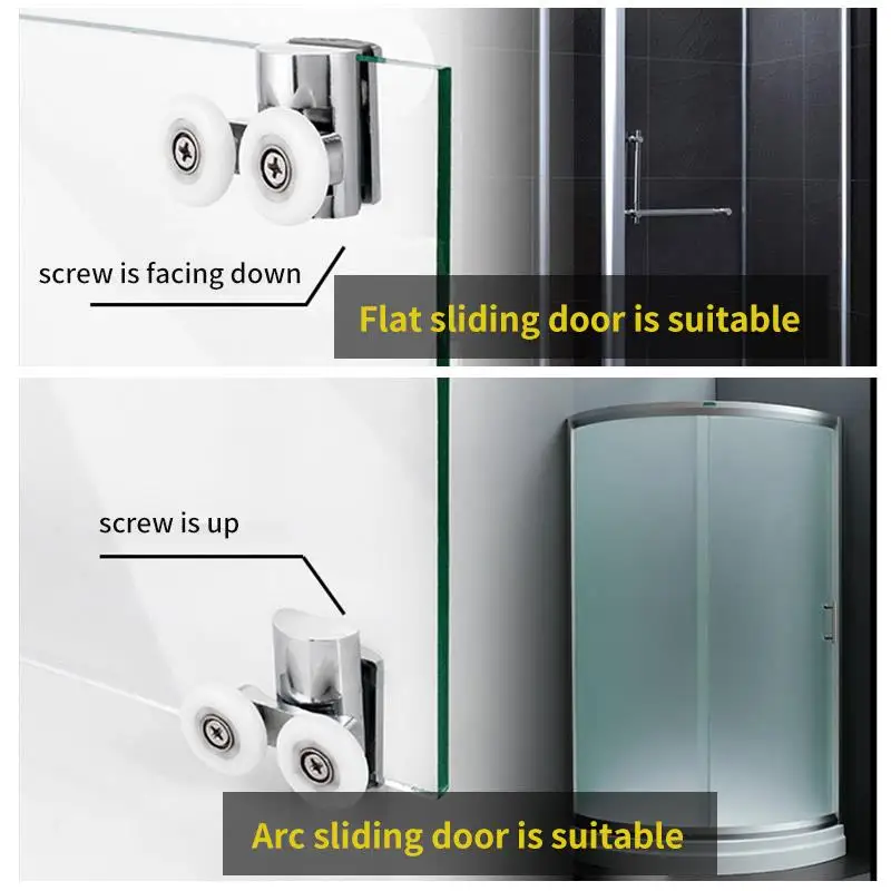 2 шт. Heavy Duty Двойные колеса для дверей душа Топ ролики направляющие хромированные