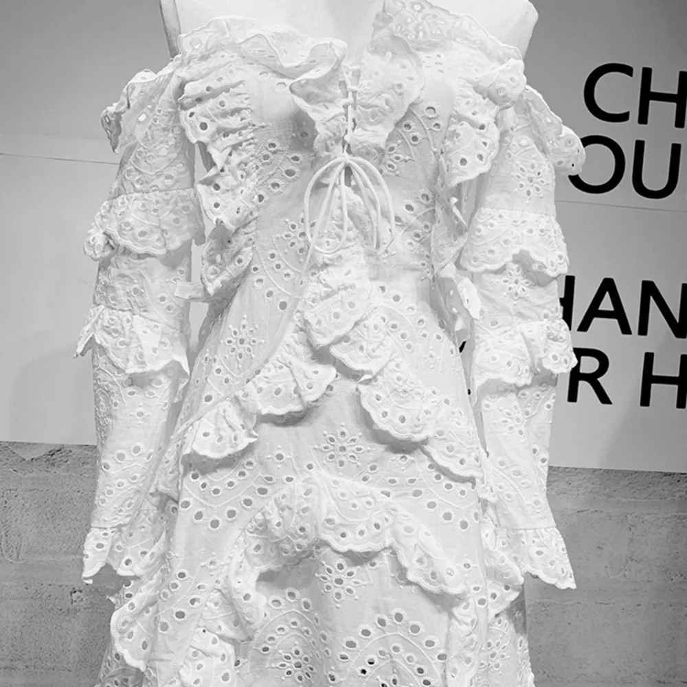 Женское Короткое мини-платье DEAT белое хлопковое платье без бретелек с длинным