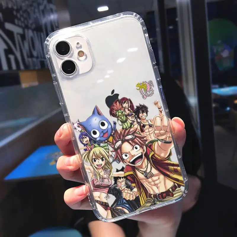

Cartoon Manga Fairy Tail Phone Case Transparent soft For iphone 5 5s 5c se 6 6s 7 8 11 12 plus mini x xs xr pro max