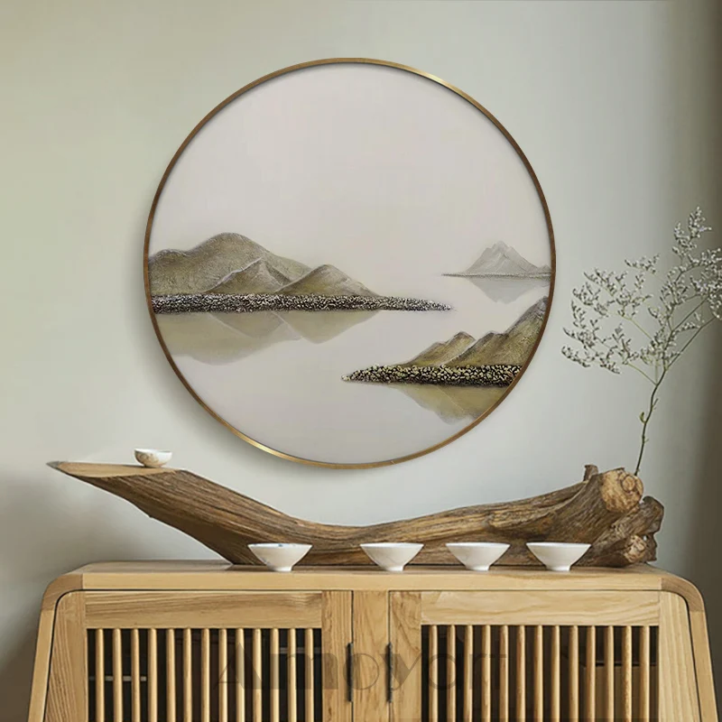 

Роскошная картина с горами и водой, для офиса, в китайском стиле, Декоративная Настенная картина, постер, картина, печать, декор для гостиной,...