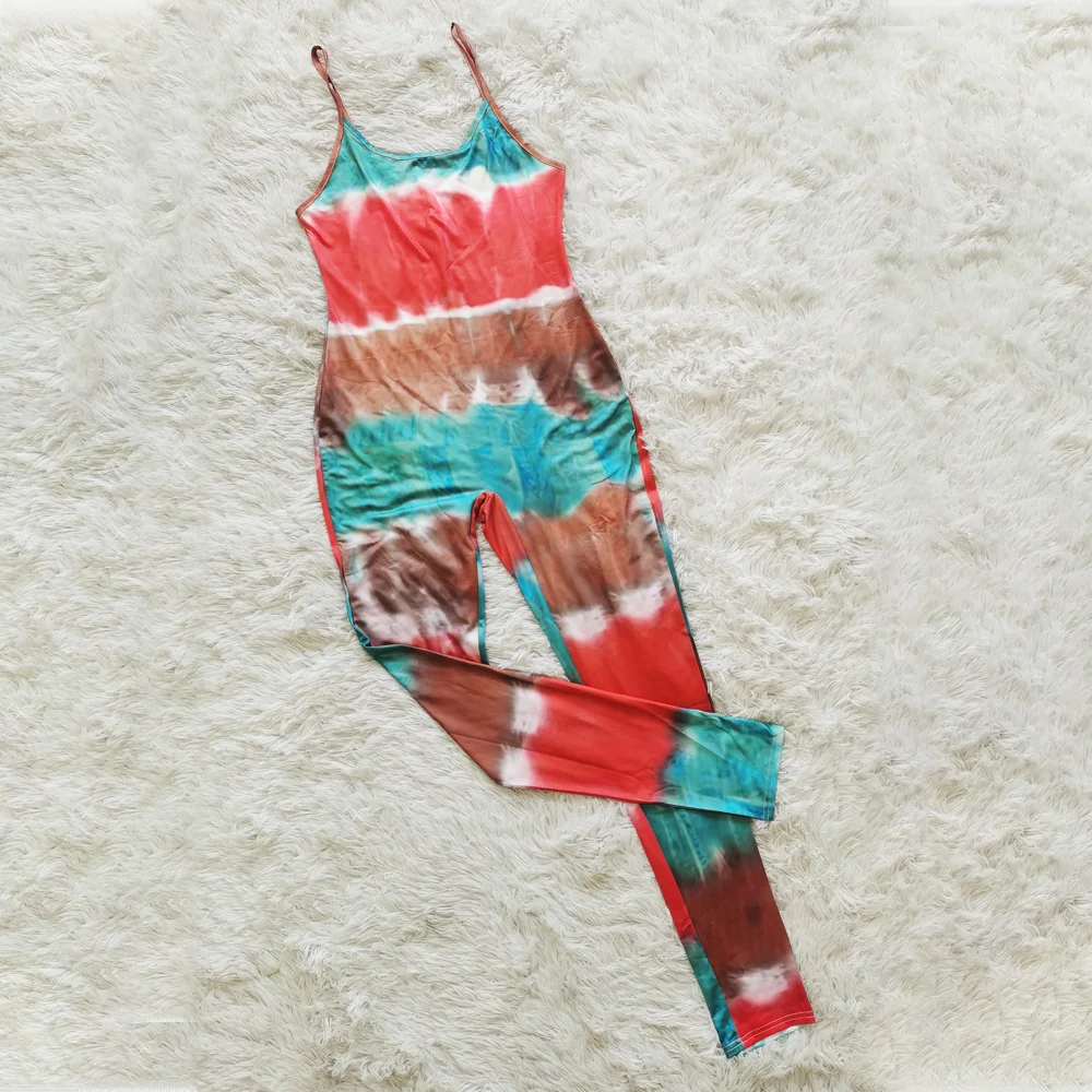 Женский богемный комбинезон с принтом Tie Dye сексуальные леггинсы на