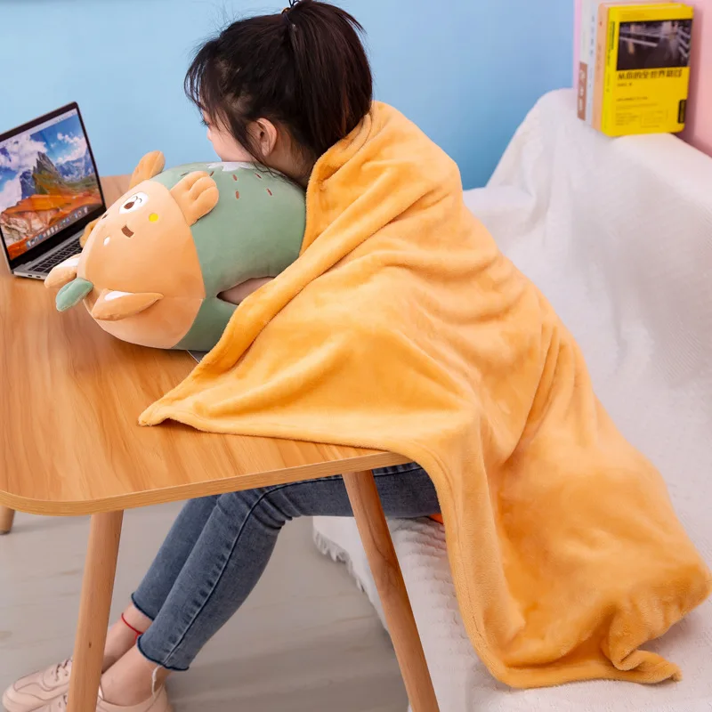 

Soft Stuffed Fruit Animal 3 in 1 Pillow Doll Cute Plush Rabbit Cat Dog Mouse Hand Warmer Blanket Car Sofa Cushion Toys for Kids
