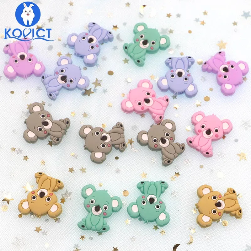 kovict 10pcs Koala Silicone Beads Rodents Baby Teether Food Grade Pearls Pacifier Pendant Products | Мать и ребенок