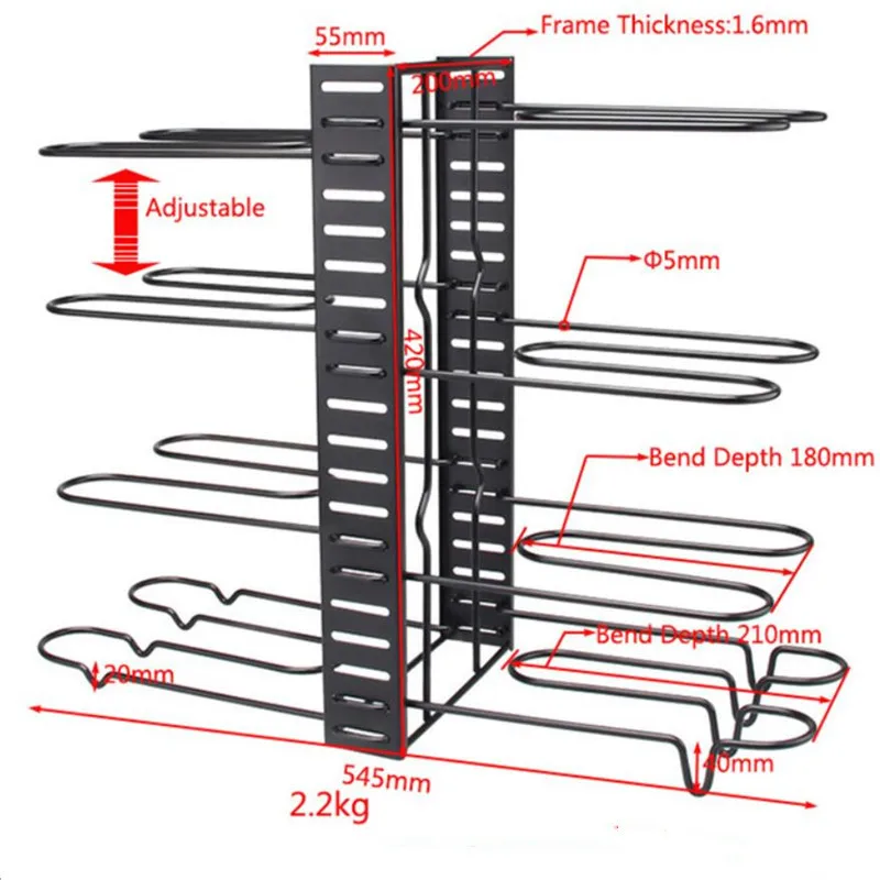 

Kitchen Accessories Organizer Pan Cutting Board Holder Dishes Rack Stand Metal Storage Shelf Drain