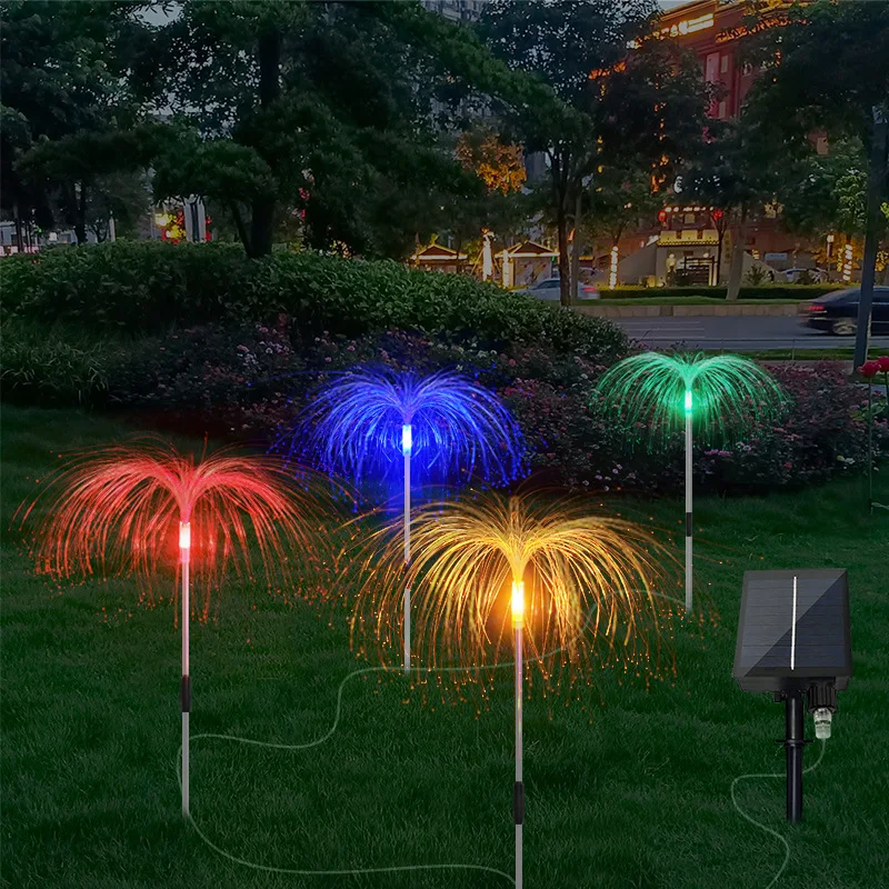 

LED Multi Color Garden Lamp Jellyfish Fiber Optic Solar Light Outdoor for Courtyard Pathway Walkway Patio Lawn Party Dec 5 in 1