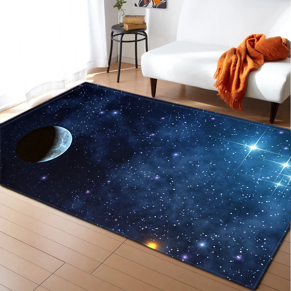 

Universe Galaxy Living Room 3D Carpet Soft Memory Foam Kids Room Decor Bedroom Rug Play Mat Space Planet Parlor Floor Area Rug