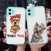 phone case for iphone 12 11 mini pro xr xs max 7 8 plus x yorkshire terrier dog newest novelty matte transparent blue cover