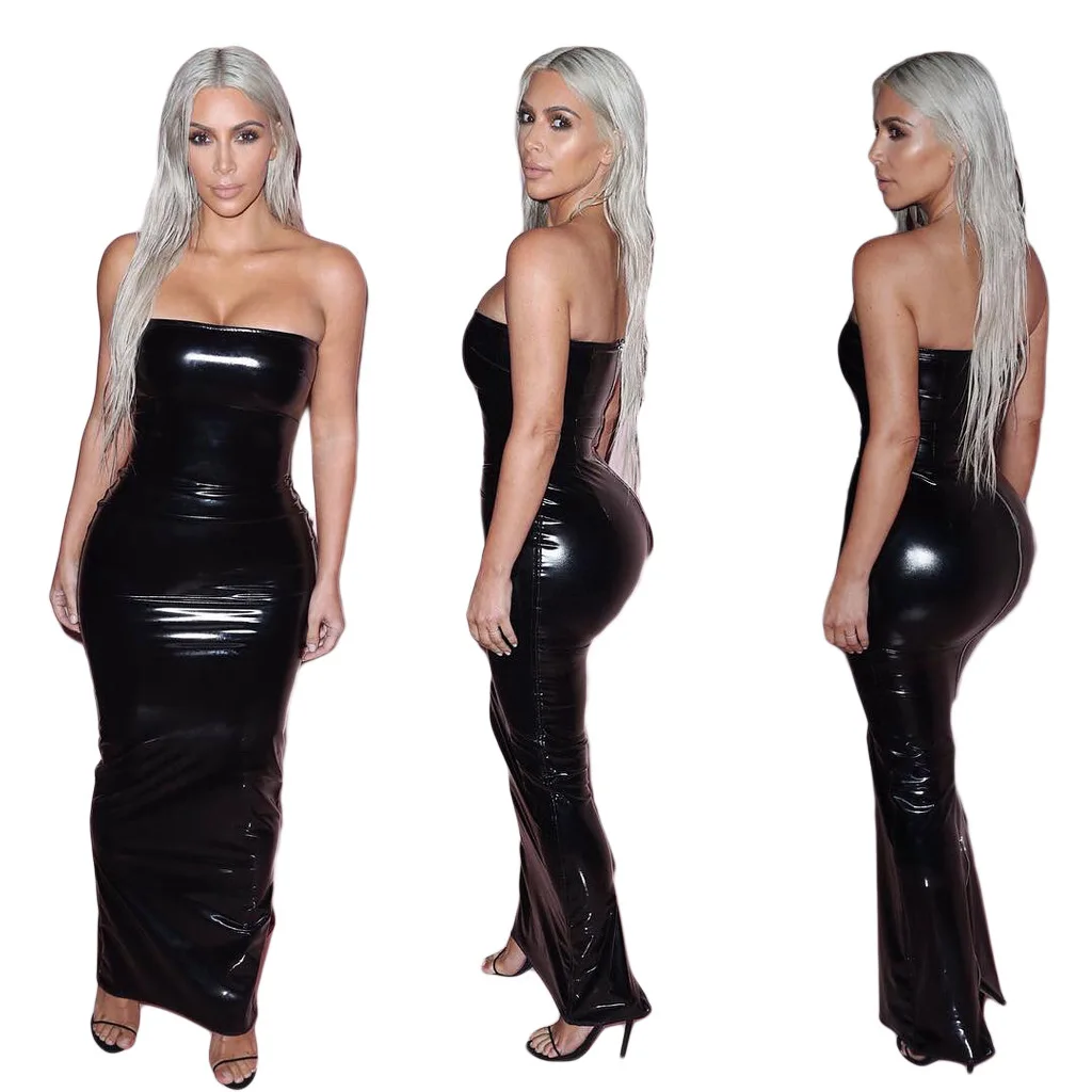 

2021 women's dress European and American fashion sexy dress Pu velvet shoulder wrapped chest noble elegant dress