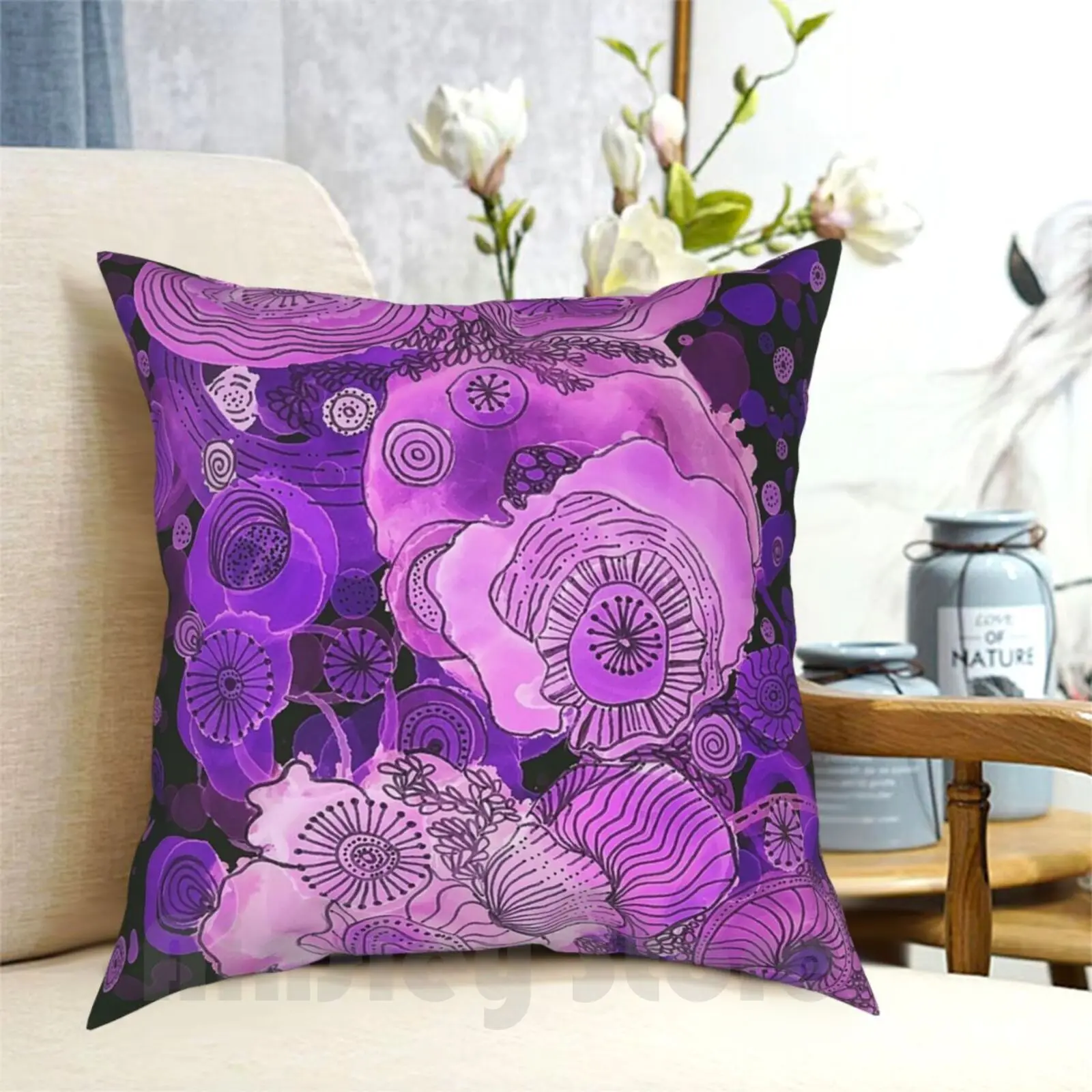 

Фиолетовая подушка для рисования в сумерках, домашняя мягкая декоративная подушка с рисунком, Лоис, гардин, краска, фиолетовая, лиловая, абс...