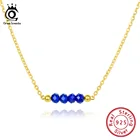 ORSA JEWELS кольцо из натурального камня, ожерелье для женщин, 18K, позолота, лазурит синий камень 925 серебряные ожерелья ювелирные украшения OSN153-L