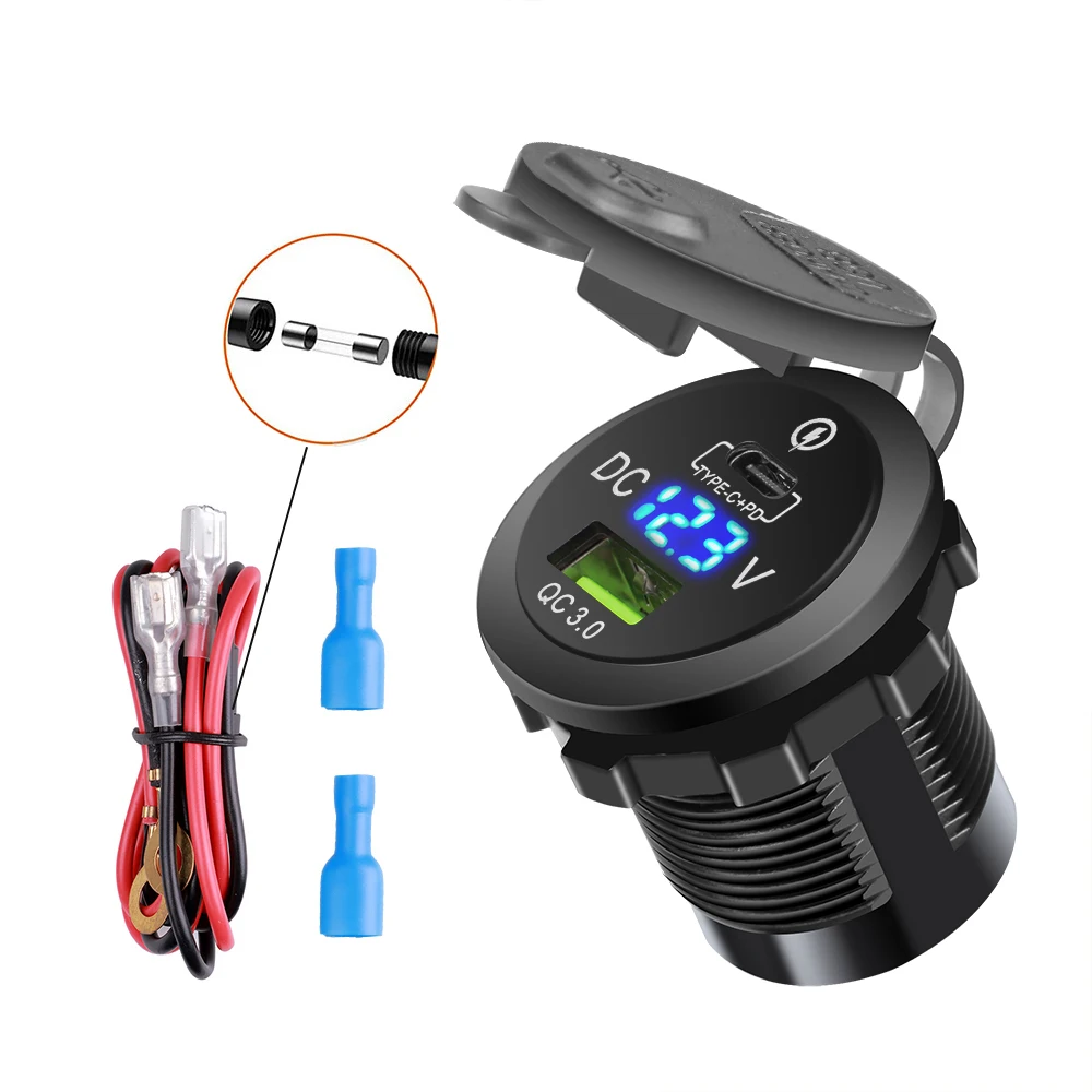 Автомобильное зарядное устройство Kebidu с двумя разъемами USB Type-C PD QC 3 0
