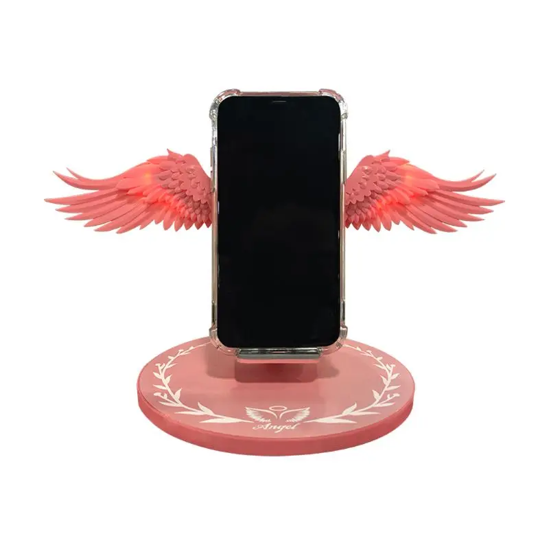 universal 10w led angel wings charging dock wireless fast charger mount stand holder for phone 11 pro s xs 8 plus mobile phone free global shipping