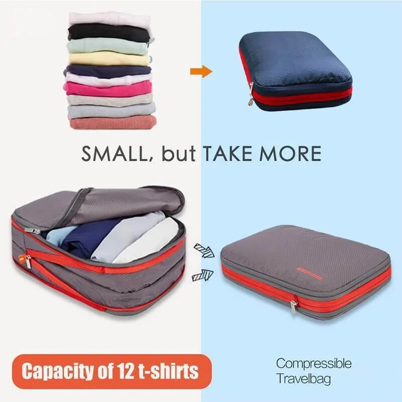 

Travel Compression Pouch Quick Convenient Storage Bag Nylon Double Layer Portable Organizer Bags Sorting Multifunction Bag