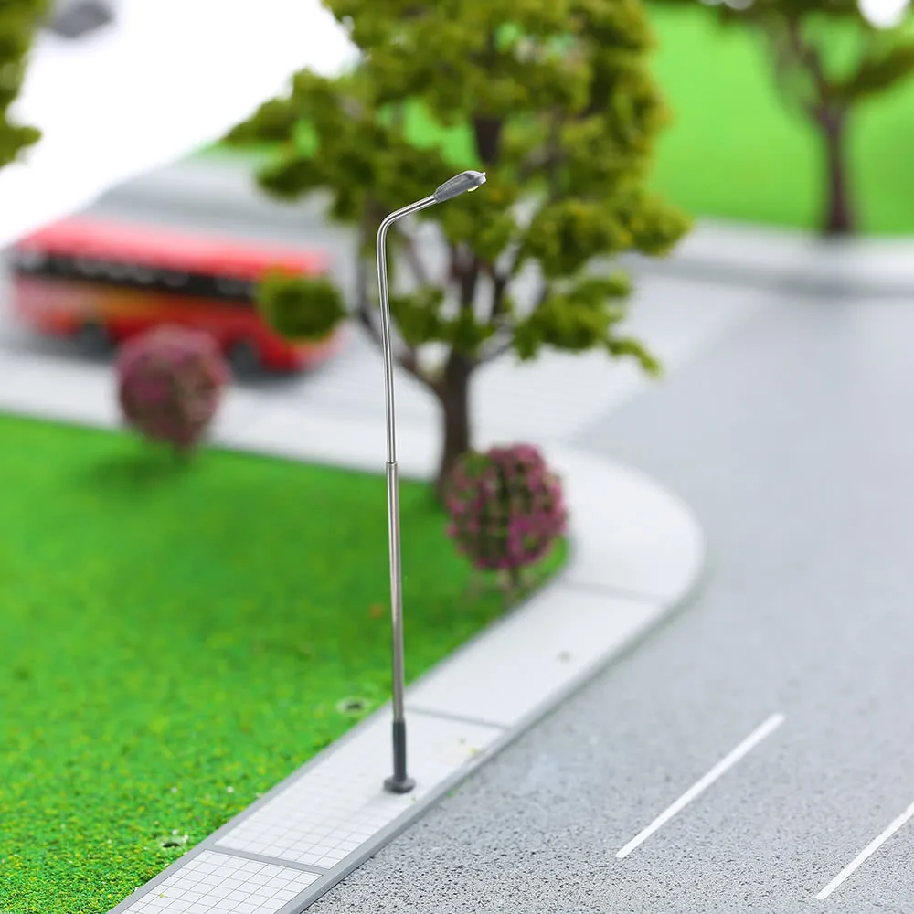 

10 Pieces Metal Streets Lamp Modelmaking Single-head LED Lights Lamppost Model Railway Street Lighting 3V DC
