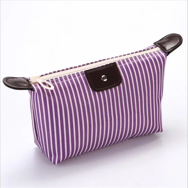 Waterproof Solid Striped Makeup Bag Soft Portable Korean Version Bags Small Fresh Cute Simple Wash Cosmetic | Багаж и сумки