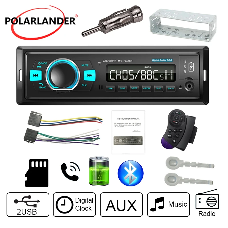 

Car Radio USB 1din MP3 Digital Radio FM DAB BALANCE Bluetooth 4.2 ISO Interface Dual USB Hands-Free WMV APE EQ TF Card U-Disk