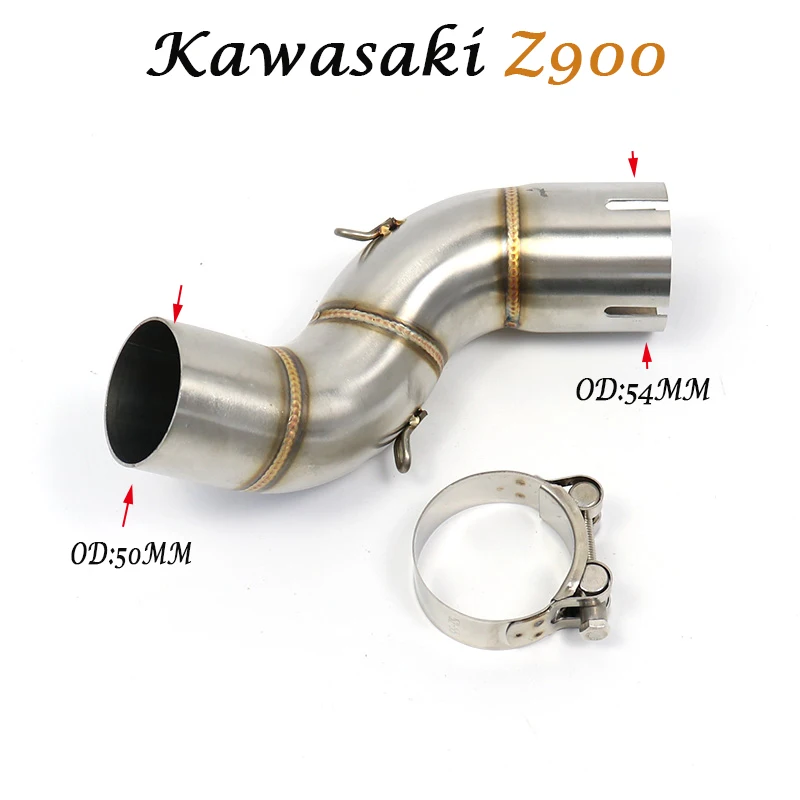 

Z900 51mm Motorcycle Exhaust Modified Middle Pipe Link Pipe Slip On Section Muffler For Kawasaki Z 900 A2 Z900e 2017 2018-2021