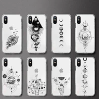 sun universe tattoo eye tattoo phone case transparent soft for iphone 12 11 13 7 8 6 s plus x xs xr pro max mini