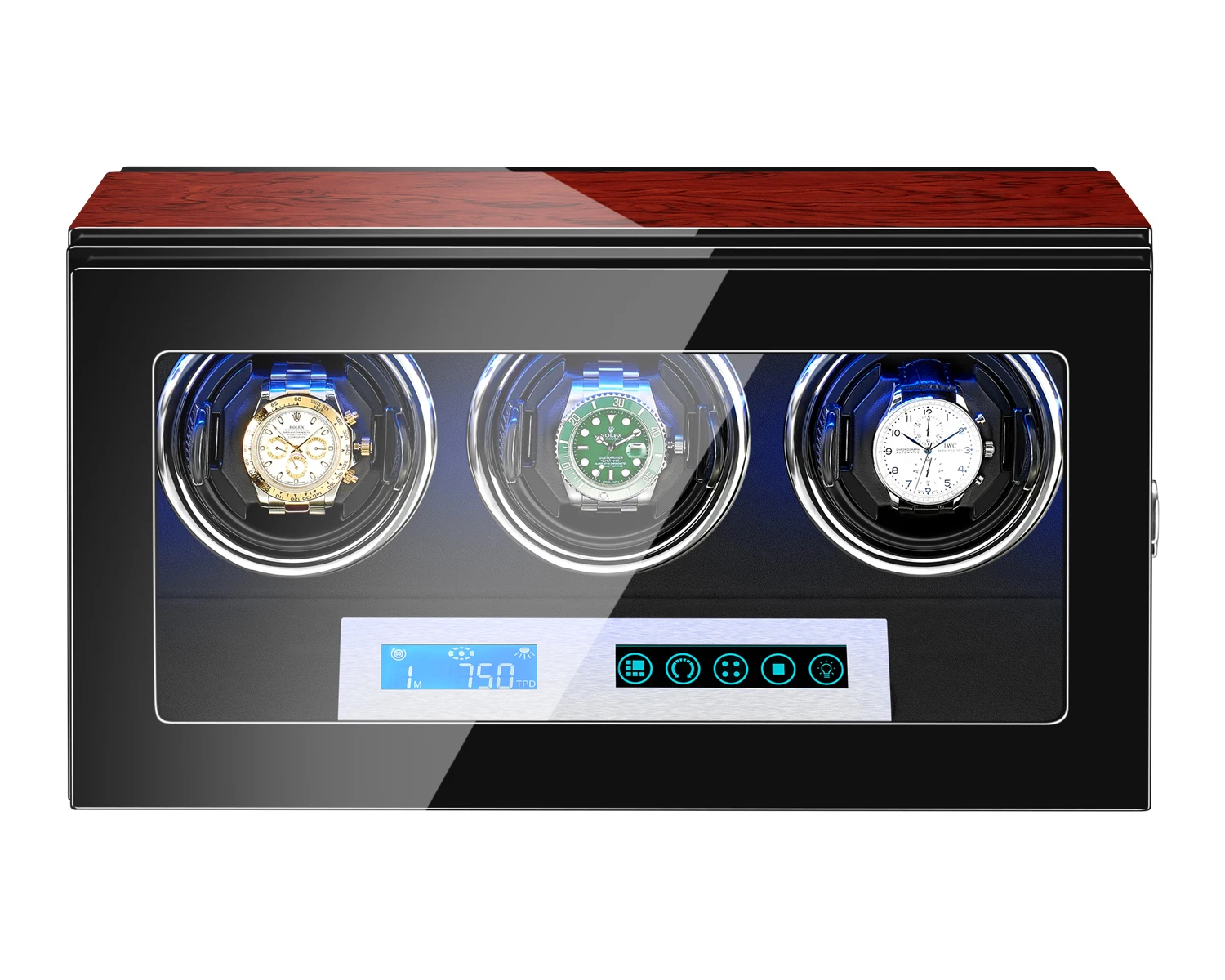 

AAA Quality 5 Modes Rosewood Watch Winder with Quiet Japanese Mabuchi Motor 3+0 Storage Ultra-quiet Japanese motor with LED