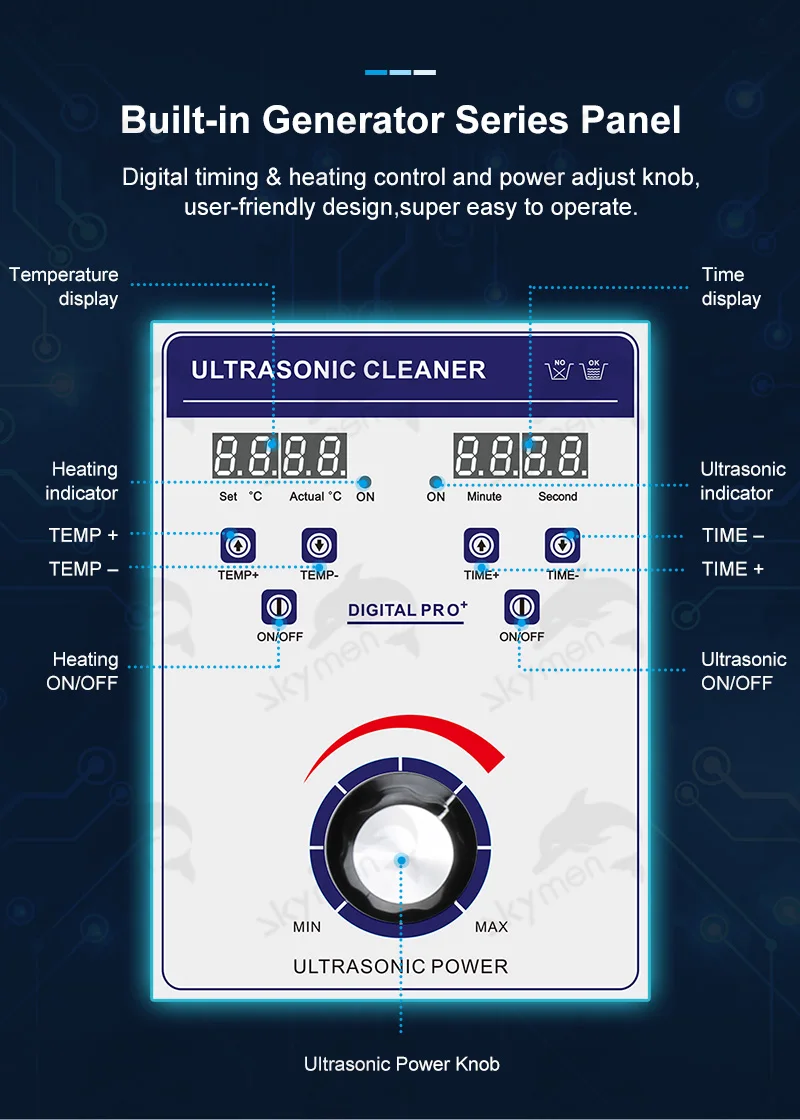 

Skymen 38L engine parts Ultrasonic Cleaner with timer and heater 600W power adjustable digital control panel