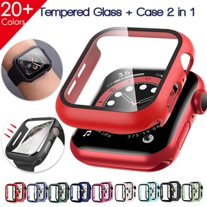 Чехол для часов Apple Watch, чехол s 44 мм 40 мм 6SE54321, закаленное стекло, защитная рамка для экрана, стеклянная пленка для Iwatch 42 мм 38 мм