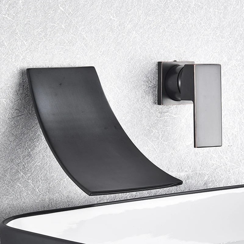 Модный настенный смеситель для раковины с водопадом хромированный/черный ванной