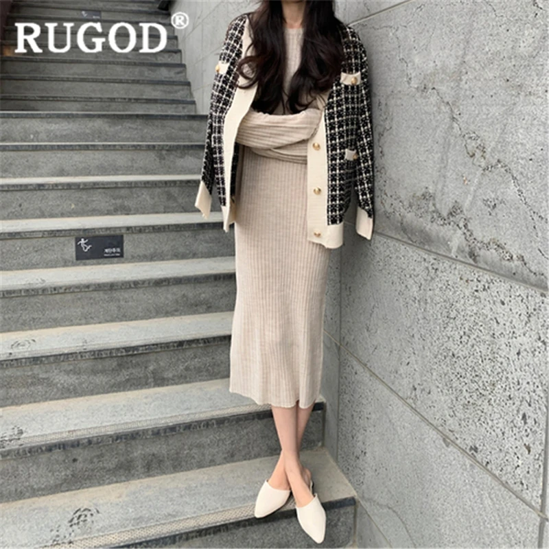 Женский клетчатый кардиган RUGOD теплый Повседневный Кардиган с v-образным вырезом