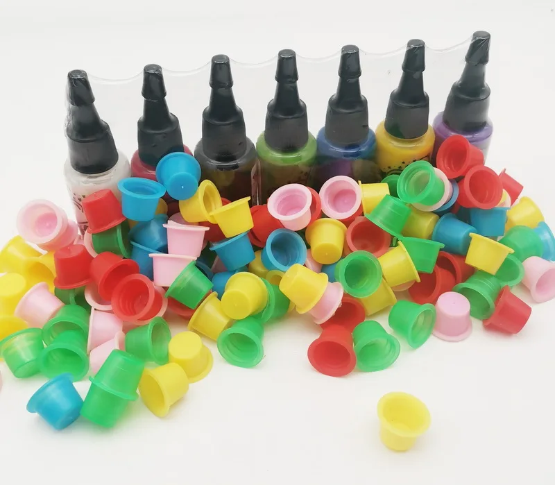 

Try Order 7Colors 0.5oz Tattoo Inks Pigment +100Pcs Blue/ Colorful Ink Cups For Body Art Tattoo color Paint Tattoo Pigment