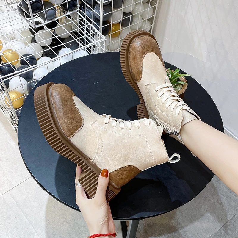 

Новинка 2021, женские ботинки Martin, женская обувь, осенне-зимние ботинки в британском стиле на толстой подошве, хлопковые ботинки на молнии, жен...