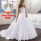 2022 рождественское платье для девочек, белое, розовое платье подружки невесты, длинное детское платье принцессы для вечерние ринки, свадьбы, 10, 12 лет, Vestidos