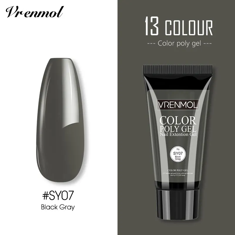 30ml SY07 Vrenmol Poly гель Semic Перманентный не чистый лак верхнее Базовое покрытие гель лак верхнее покрытие Базовое покрытие основа прозрачный гель лак - Цвет: 30ml SY07