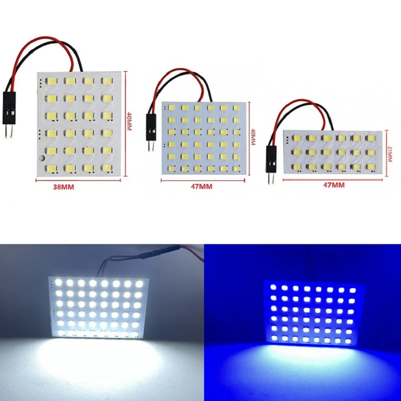 

18 24 36 48 SMD 2835 LED Auto Dome Panel Light Car Interior Reading Lamp Roof Bulb With T10 W5W BA9S C5W Festoon 3 Adapter Base