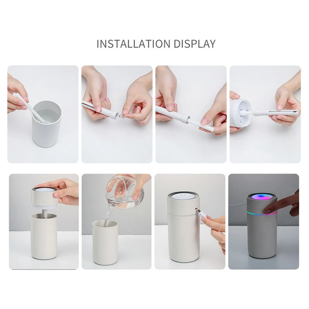 

320ML Mini Ultrasonic Air Humidifier Aroma Essential Oil Diffuser Car Home Air Purifier Colorful Light Mist Maker for Home Car