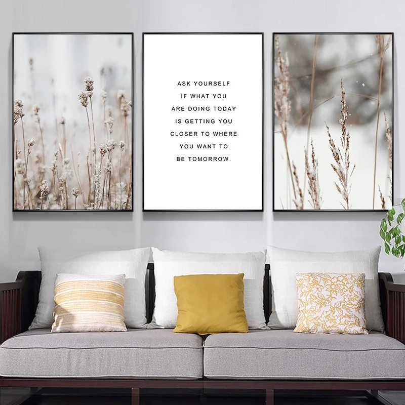

Art Deco Painting Bedroom Nordic Style Autumn Dead Leaves Landscape Painting Modern Simple Letter Painting Core Canvas Painting