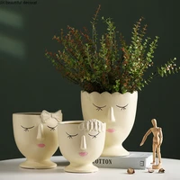 art face vase desktop decoration cute ornament succulent pot creative cartoon nordic style ceramic flower pot home decoration