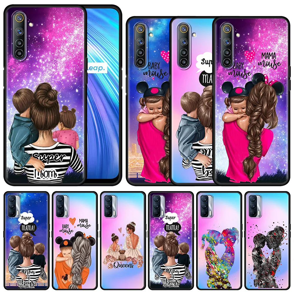 

Super Mom Baby Girl Boy Case For Realme 8 C21 6 7 5 X50 X7 Pro C3 XT GT Neo Master Explorer 7i C15 C11 C12 C21Y Black Coque