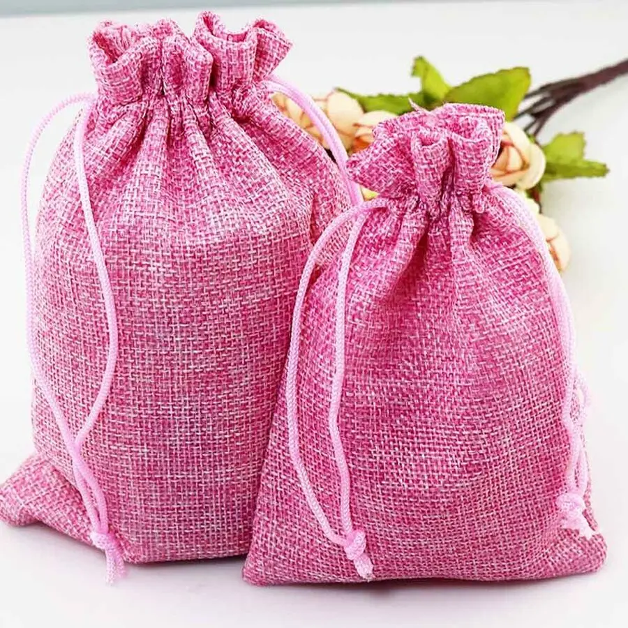 Винтажный джутовый мешочек на шнурке подарочные украшения свадебные