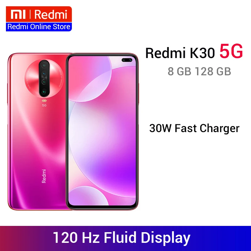 Xiaomi Redmi K30 смартфон с восьмиядерным процессором Snapdragon 765G ОЗУ 8 ГБ ПЗУ 128 64 мп 120 Гц 4500