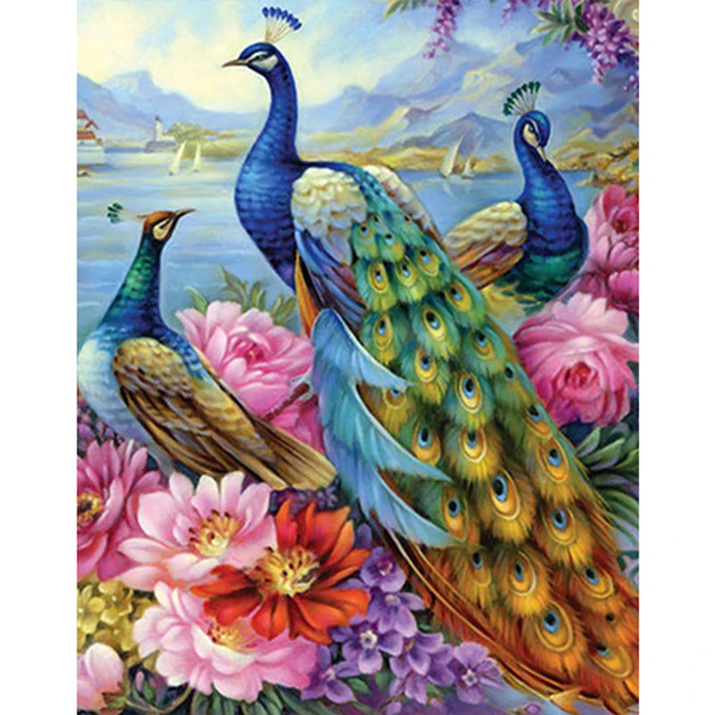 

Diamond Embroidery -Peacock Mosaic Picture of Rhinestones Decor Gift 5D DIY Diamond Painting Full Round Animals Cross Stitch Kit