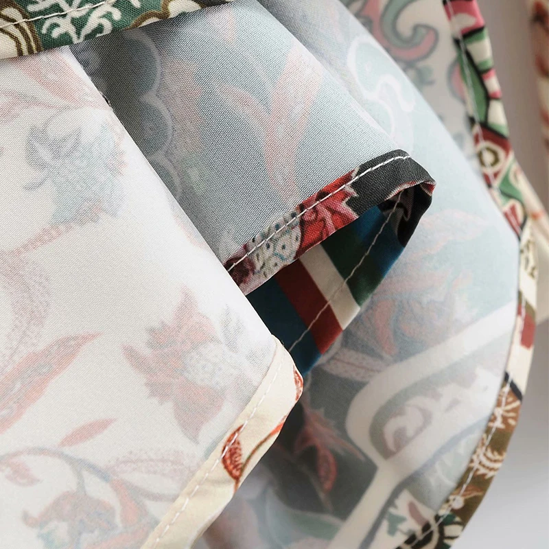 

Women Summer Vintage Mini Dress 2020 V-Neck Drawstring Bow Tie Long Sleeve Female Elegant Print Dresses Clothes Vestidos