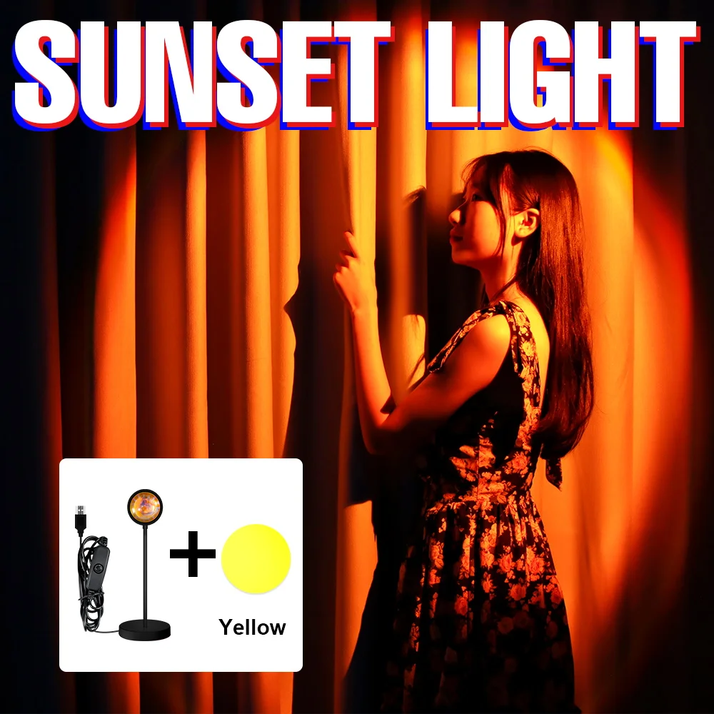 

Sunset Projector Rainbow LED Night Light Sun Projection Lamp USB Sunset 5V Background Desk Lamps For Home Coffe Shop Atmosphere