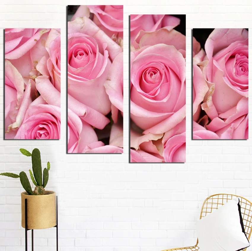

4 piece pink rose flower Full Square/Round Drill 5D DIY Diamond Painting sale 3D Embroidery Mosaic diamond 3d Cross Stitch decor